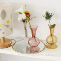 Ribbed Glass Flower Vases colored ribbed transparent hydroponics glass vase flower Supplier